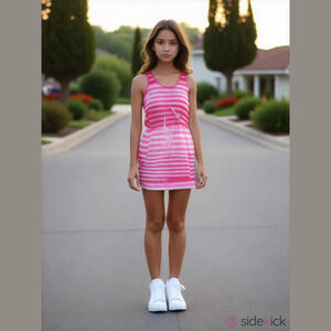 GAP Ombre Pink Drawstring Striped Dress XS